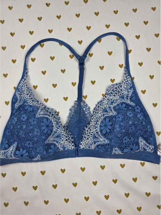 Victoria's Secret Other - Victorias Secret Blue Lacey Triangle LARGE Bralette Bra Top Tank